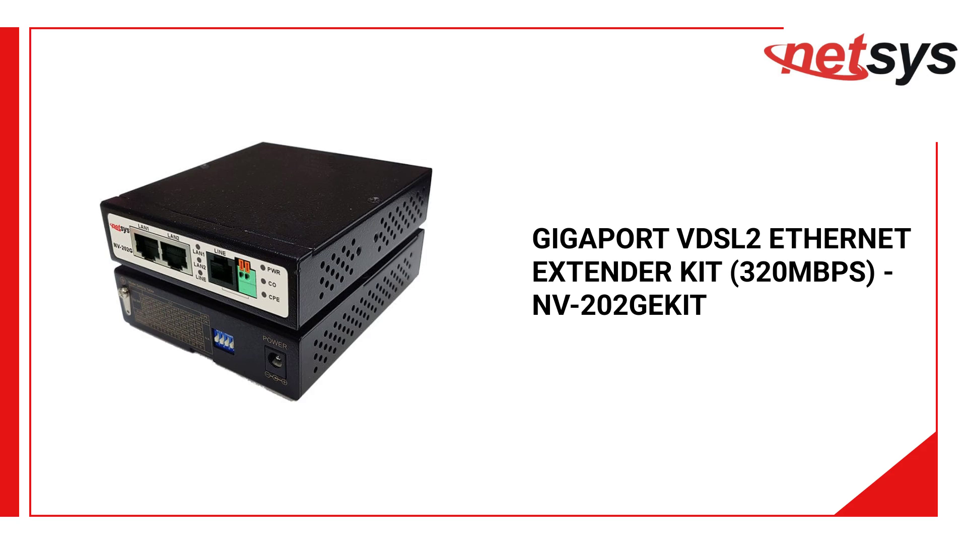 GigaPort VDSL2 Ethernet Extender Kit (320Mbps) - NV-202GEKIT by@Outfy