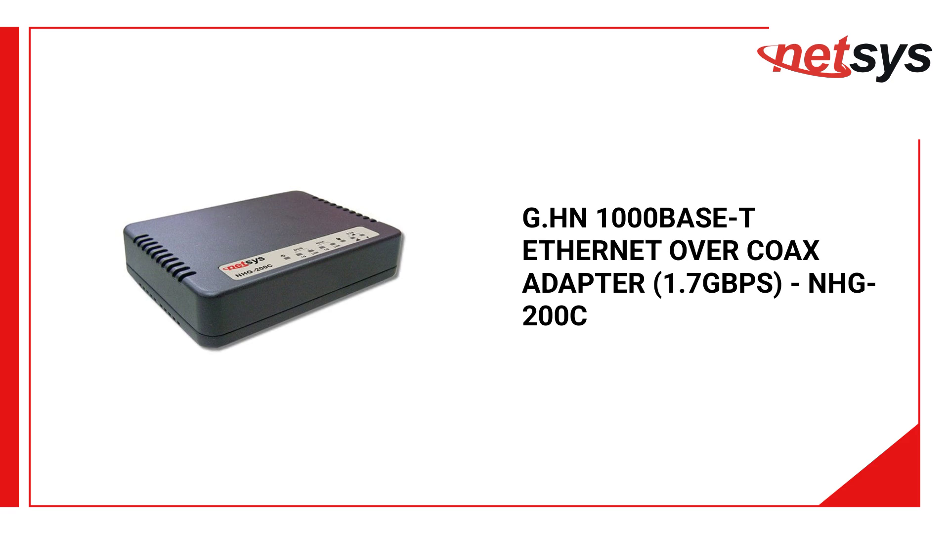 G.hn 1000Base-T Ethernet Over Coax Adapter (1.7Gbps) - NHG-200C by@Outfy